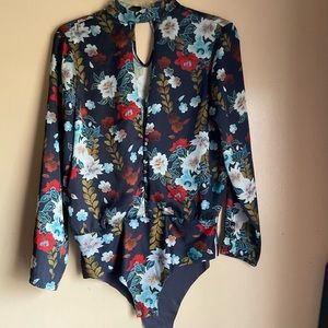Navy blue with flowers body suit